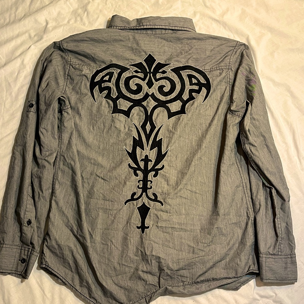 Helix cyber sadism back style button up crewneck